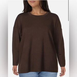 Eileen Fisher Womens Merino Wool Crewneck Tunic Sweater